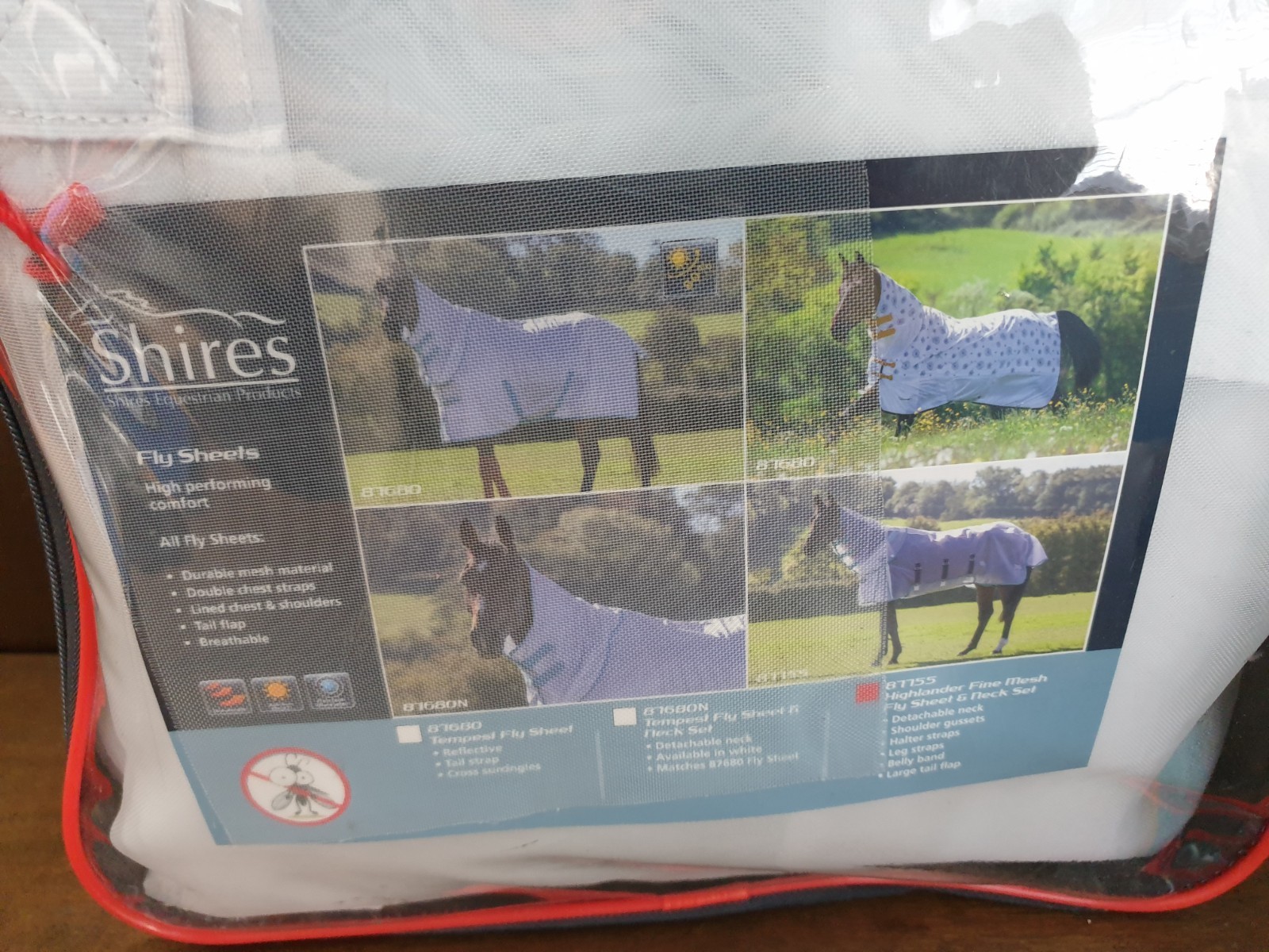Shires Highlander Fine Mesh Fly Sheet & Neck Set - 72" 6 ft - White & Teal