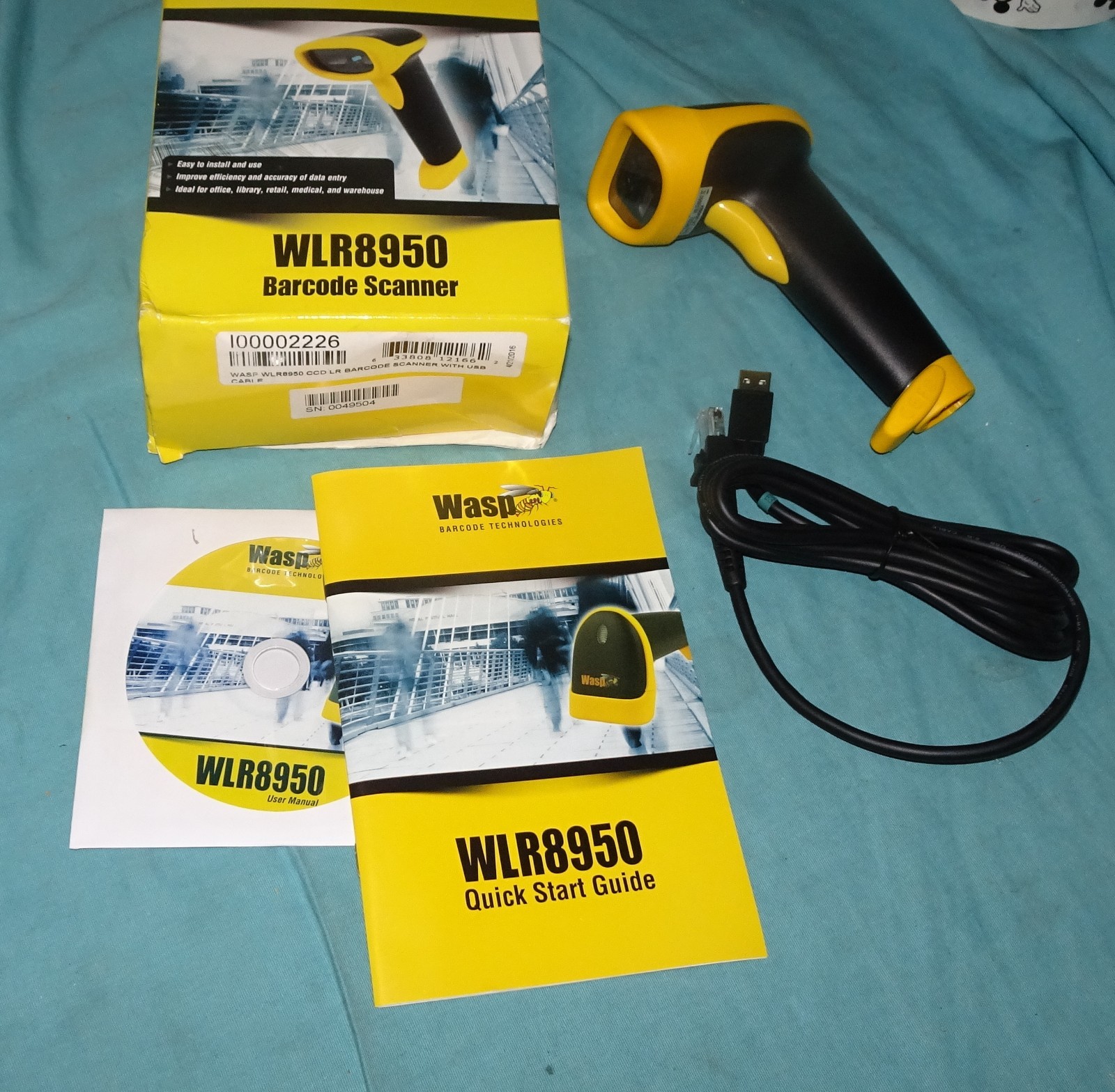 NEW = WASP WLR8950 12" RANGE LR CCD BARCODE SCANNER ( USB )