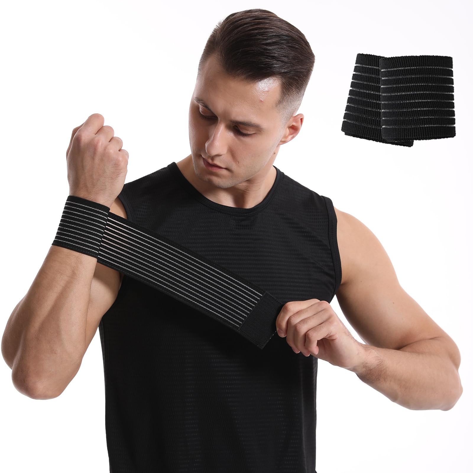 SUJAYU 2 Pack Wrist Brace Straps for Weightlifting, One Size, Black