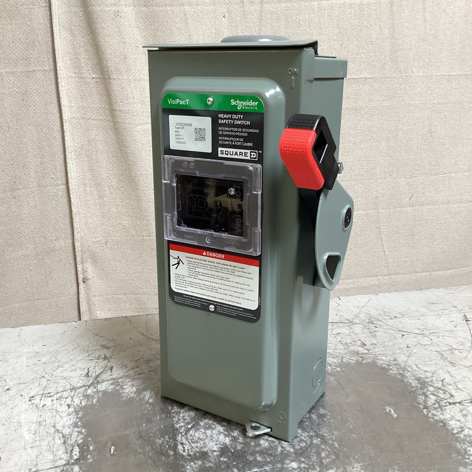 SCHNEIDER VH322NRB Safety Switch Fusible 60 A 3Ph 240V AC Galvanized Steel
