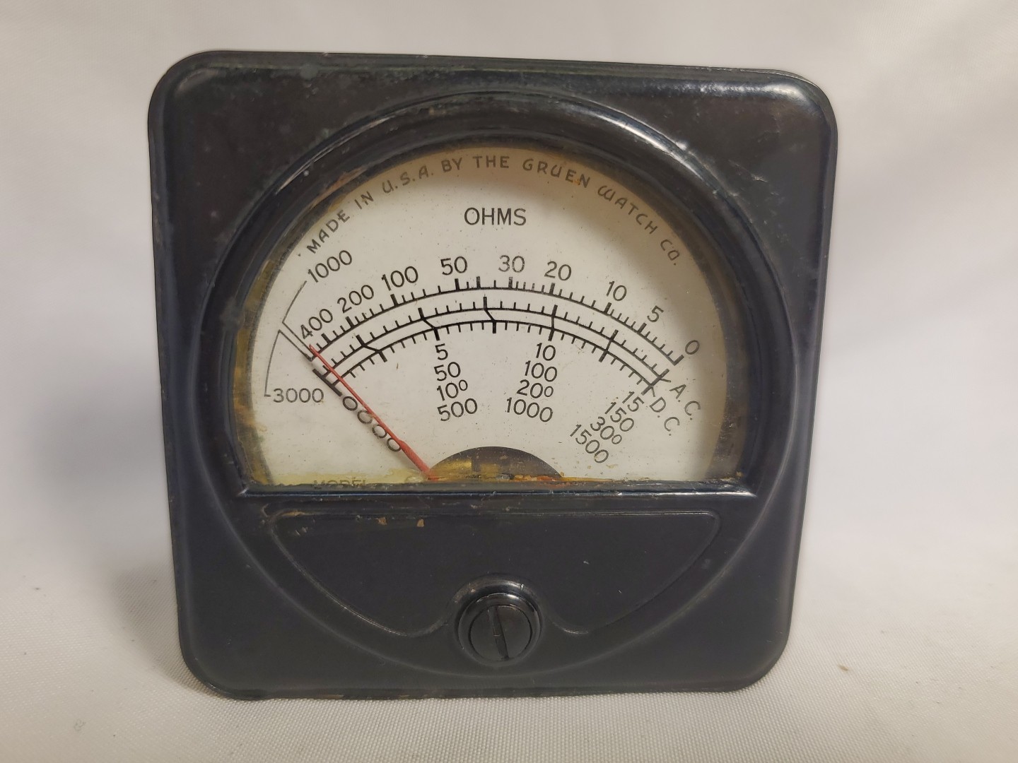 GRUEN WATCH CO. MODEL #323 PANEL METER AC/DC OHMS METER VINTAGE *NOT TESTED