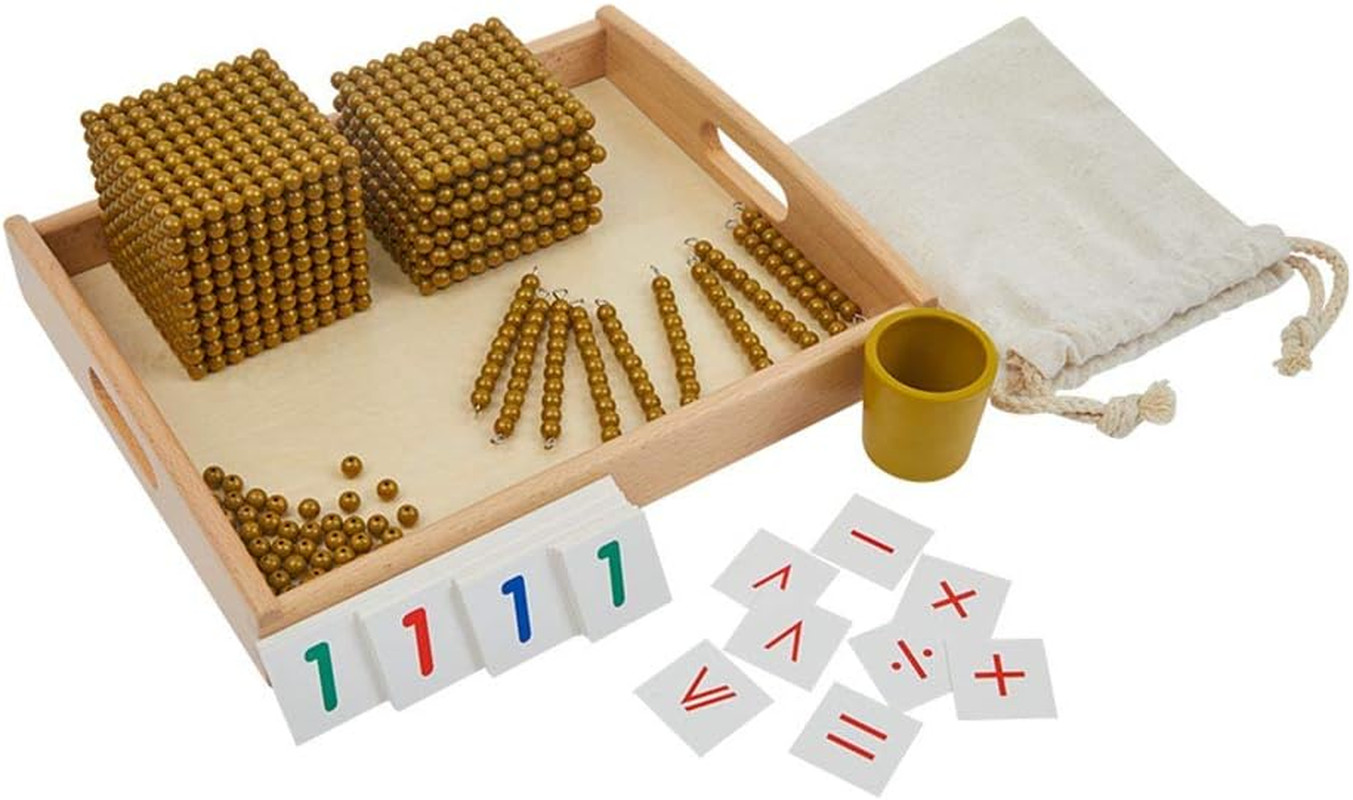 Montessori Math Beads Toys Materials for Toddlers Golden Beads and Cards Materi