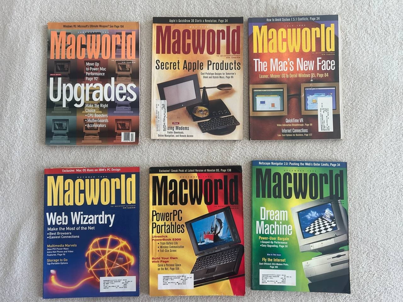 Lot of 6 Macworld Magazines 1995 Vintage Apple Macintosh PowerPC Internet