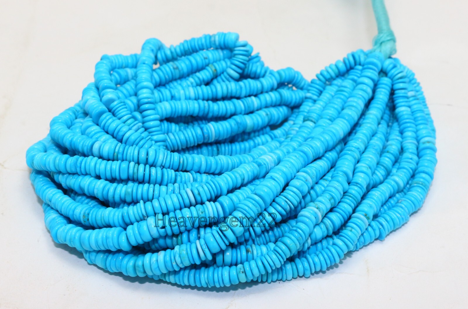 AAA Turquoise Smooth Rondelle Heishi Beads 4–5mm 16" Gemstone Strand