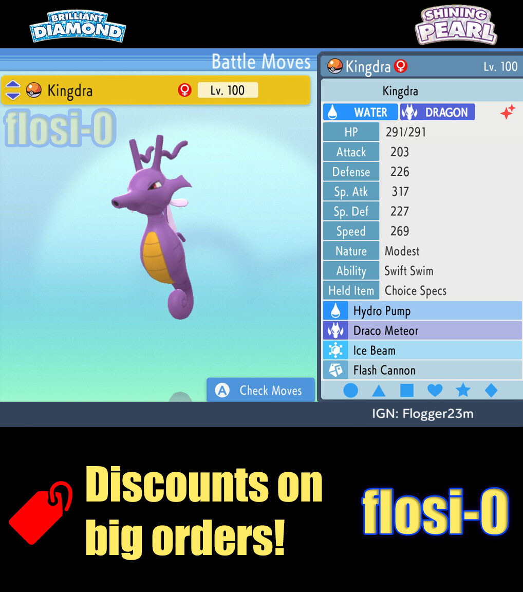 6IV Shiny Kingdra Pokemon Brilliant Diamond and Shining Pearl