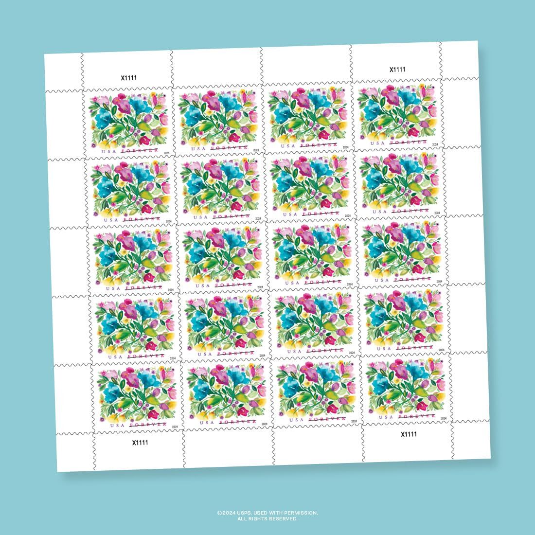 Celebration Blooms Forever Stamp Floral Design Wedding Invitation Mail 80 Cha...