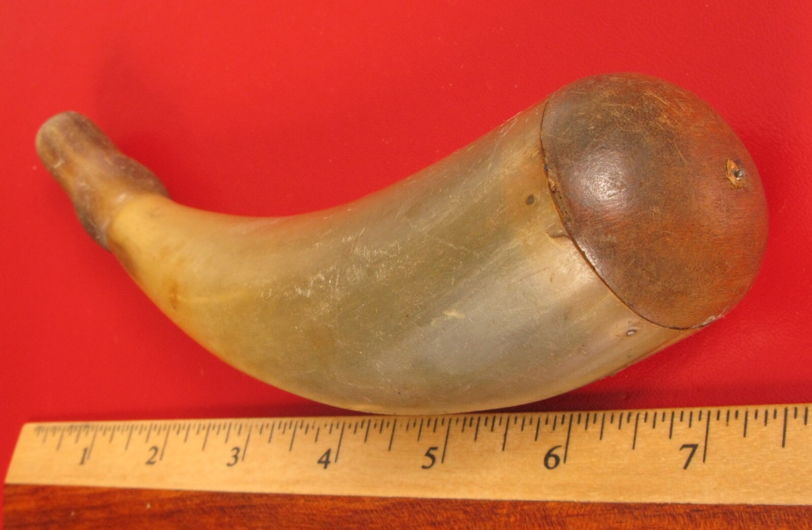 ANTIQUE BLACK POWDER HORN FOR MUZZLE LOADER RIFLE GUNPOWDER AMMO HUNTING MUSKET