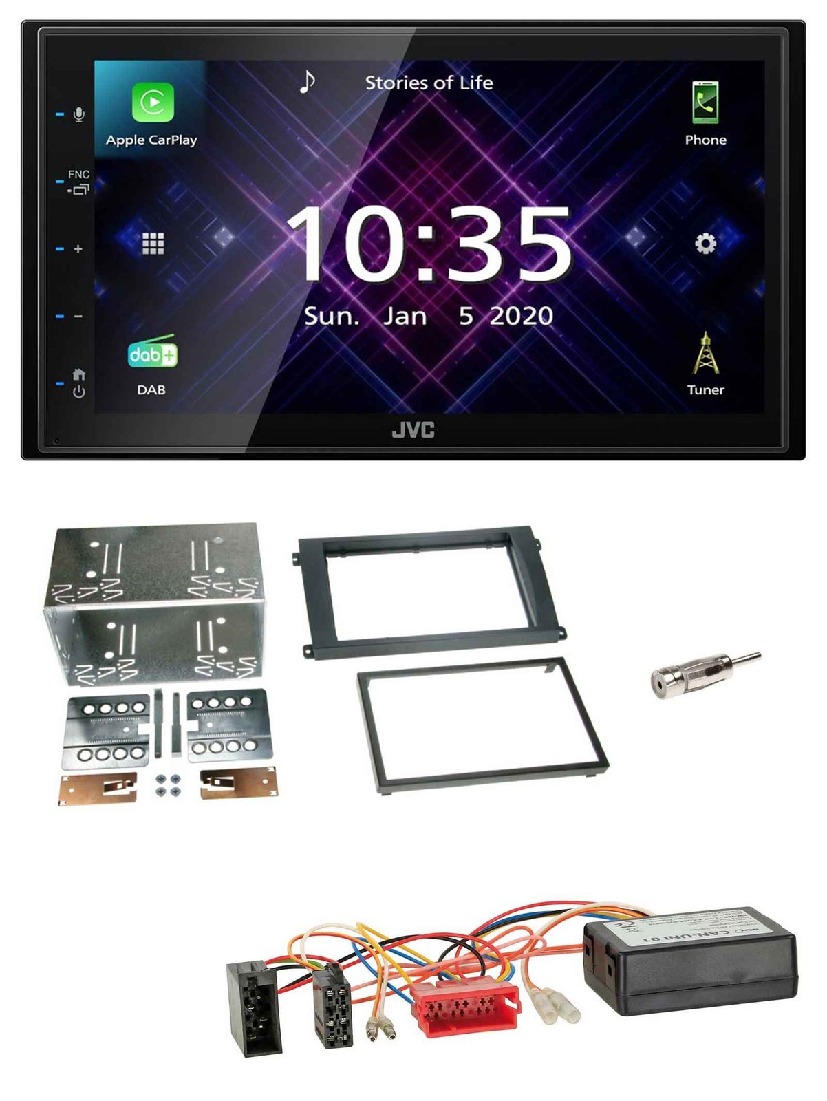 JVC DAB 2DIN CAN-Bus Bluetooth USB Car Stereo for Porsche Cayenne 2002-2007 Black
