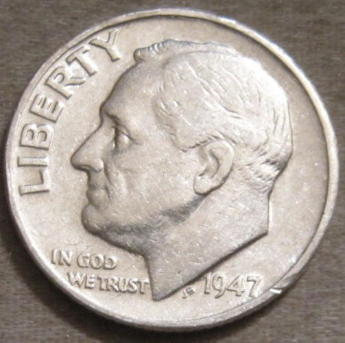 SELLING AS SHOWN~1947 P ROOSEVELT DIME~PLEASE VIEW ALL PHOTOS FOR CONDITION~630