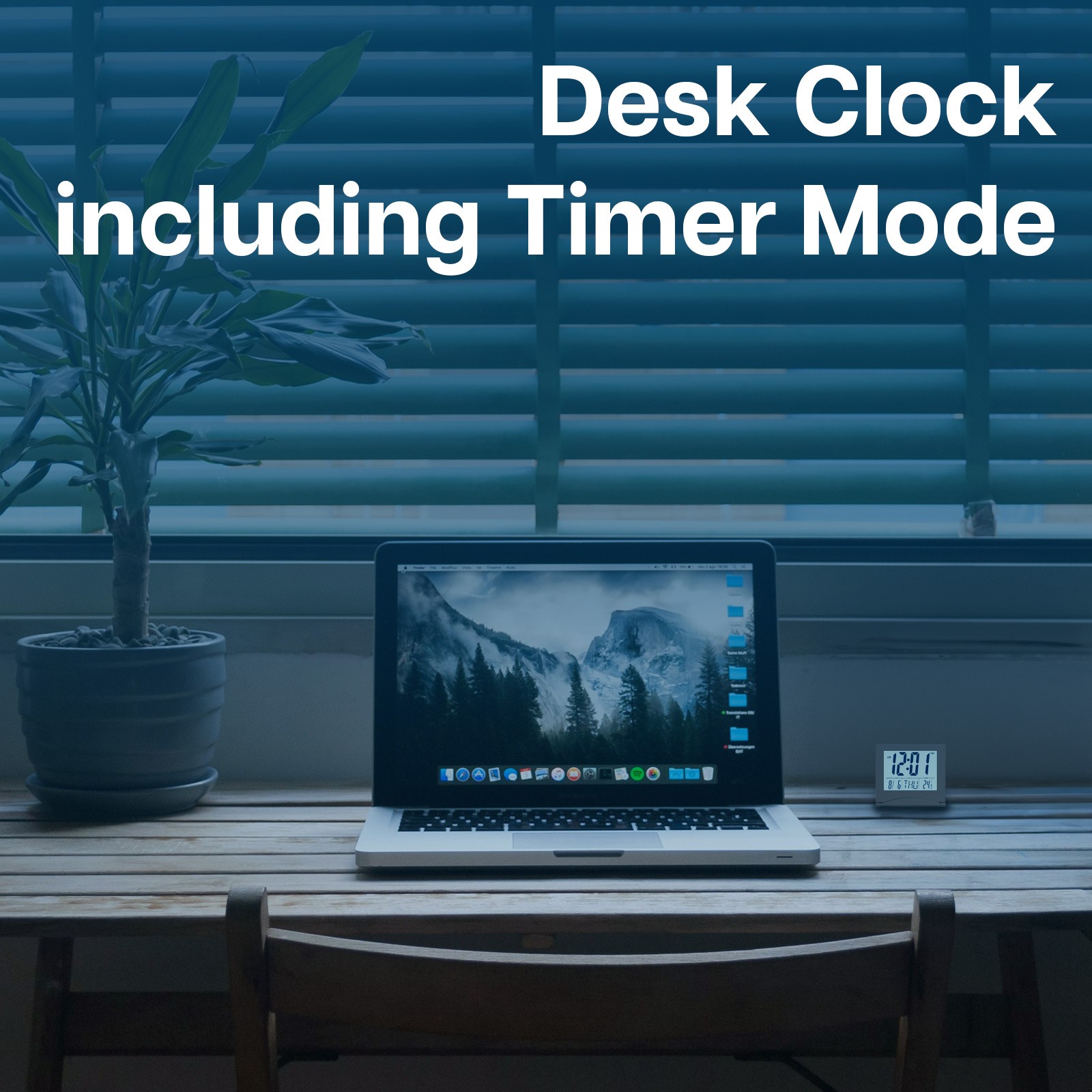 Digital Alarm Clock LCD Foldable Digital Desk Clock with Backlight - Grey