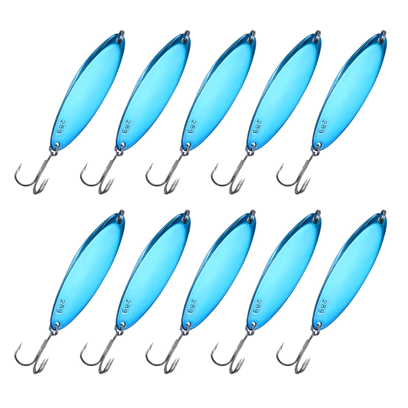Fishing Spoons Lures, Metal Treble Trout Lures for Casting 10 Pcs 1 oz Blue