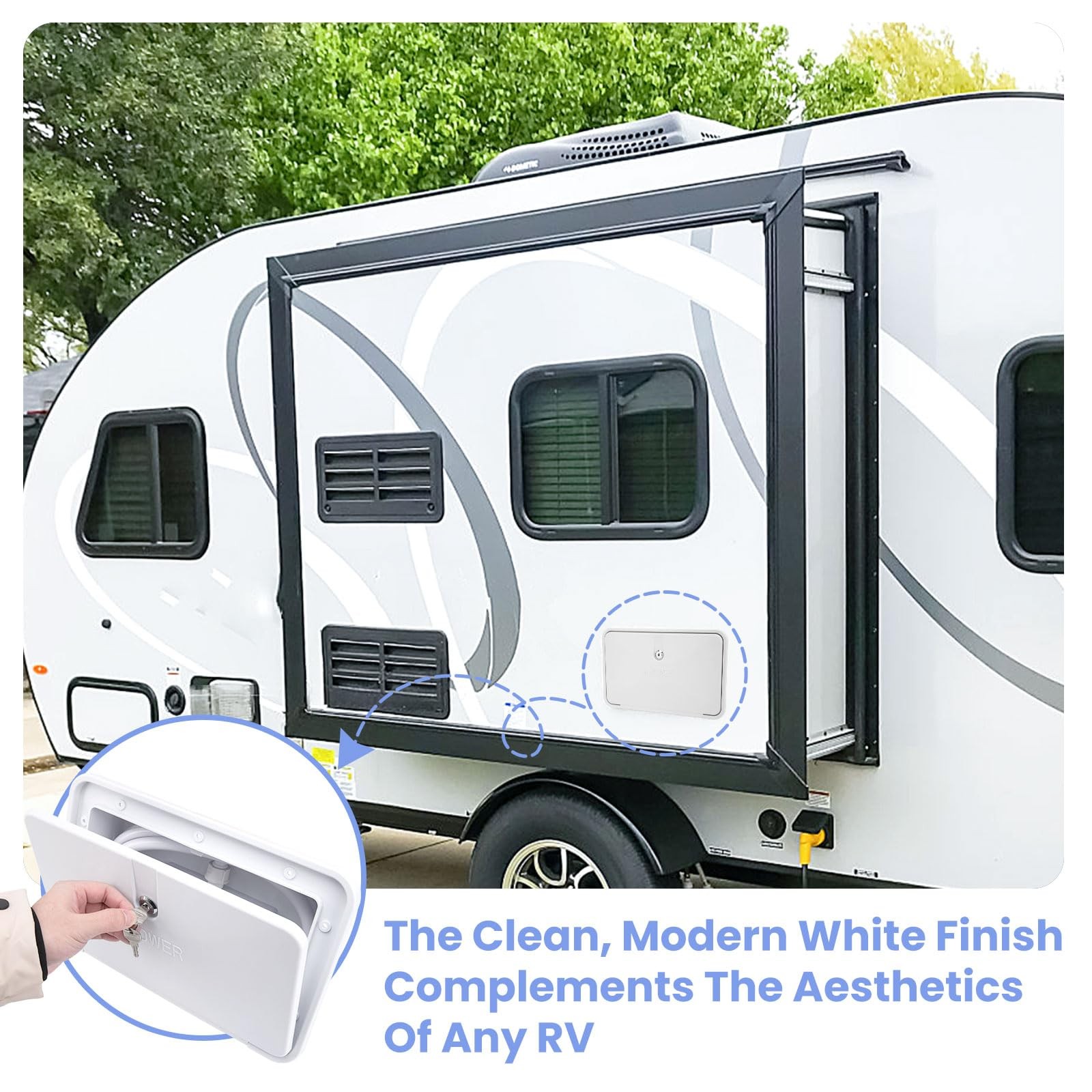 Rv Outside Shower, Camper Outdoor Shower Kit, Rv Exterior Faucet Box with Hea...