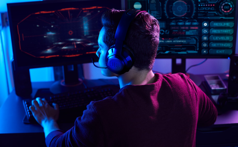 JBL Quantum 350 Wireless, Wireless PC gaming headset with detachable boom mic