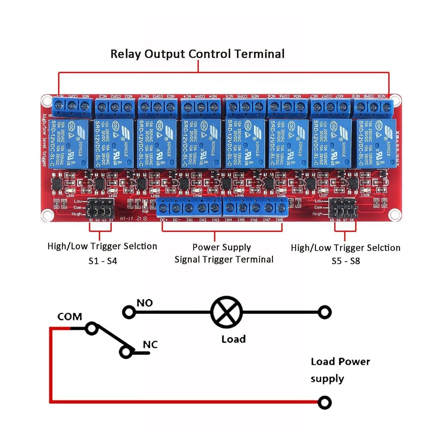High-Performance 8 Channel Relay Module with Individual Control for 12V Systems