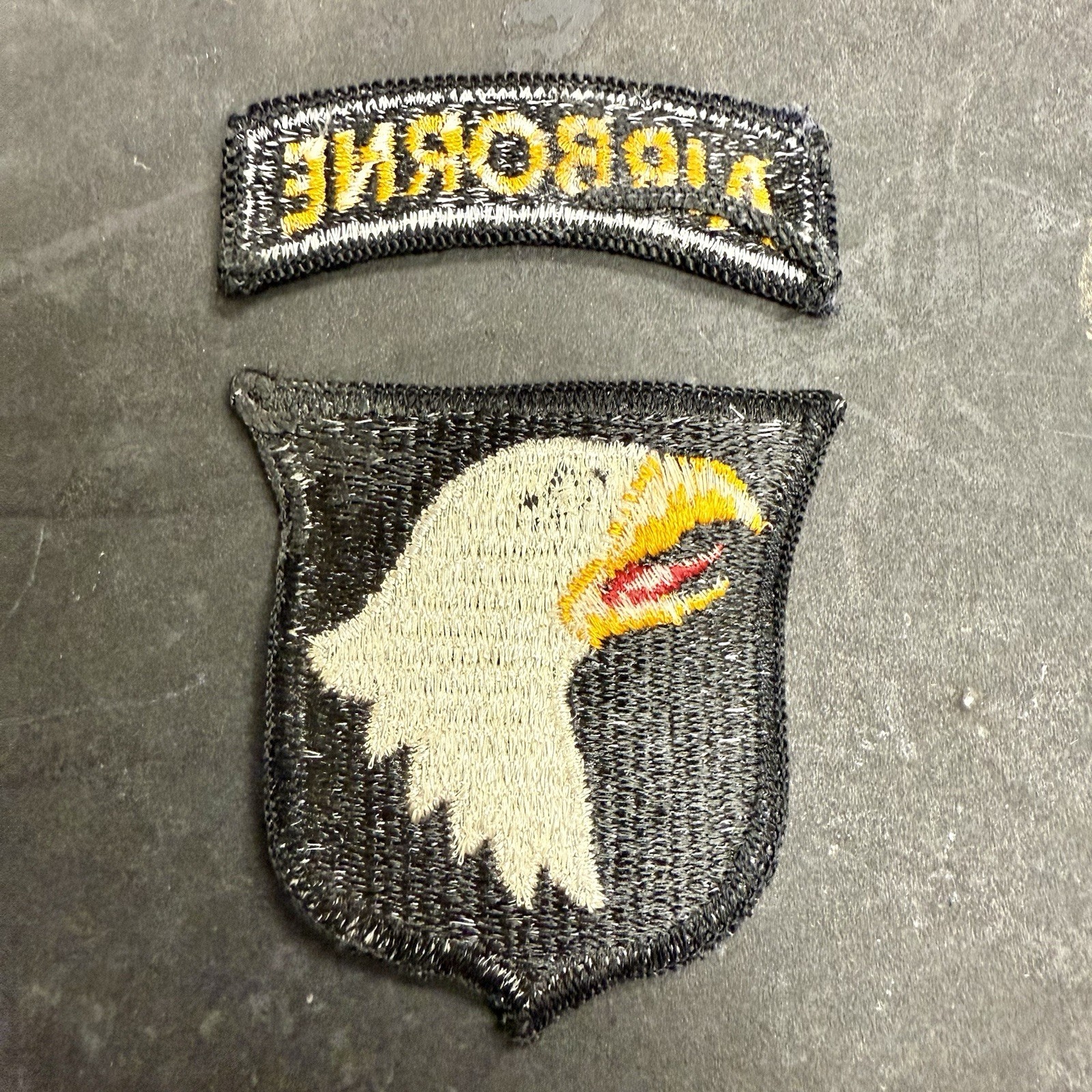Original WWII 101st Airborne Div Patch 2 Piece w/ Tab Deadstock Mint Unused