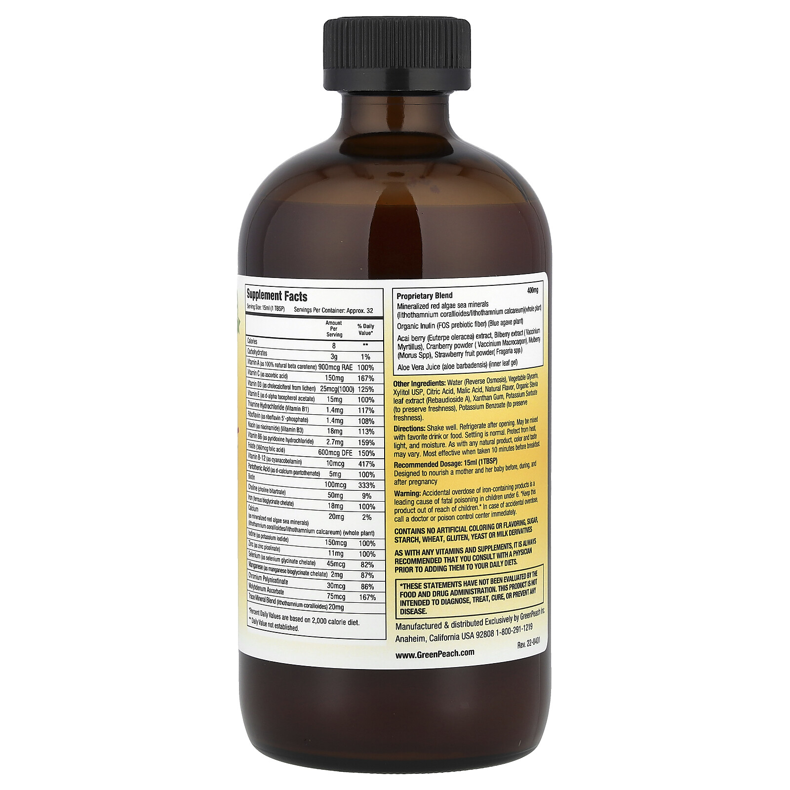 Pre-Natal, Whole Food Nutrient, Natural Fruit, 16 fl oz (473 ml)