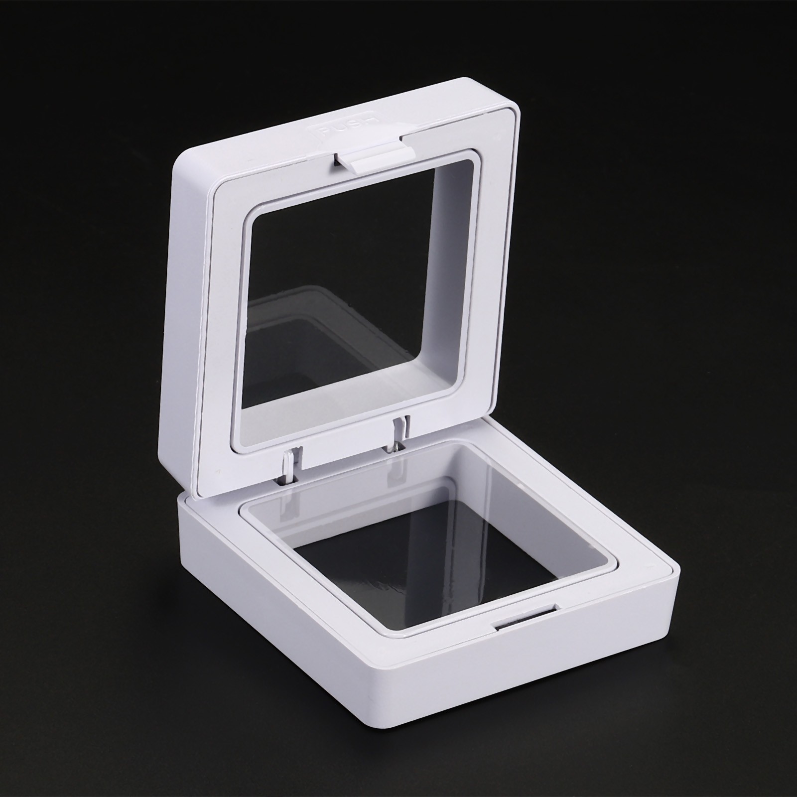 2" x 2" 3D Floating Display Case, 8pcs with Base Stand, White