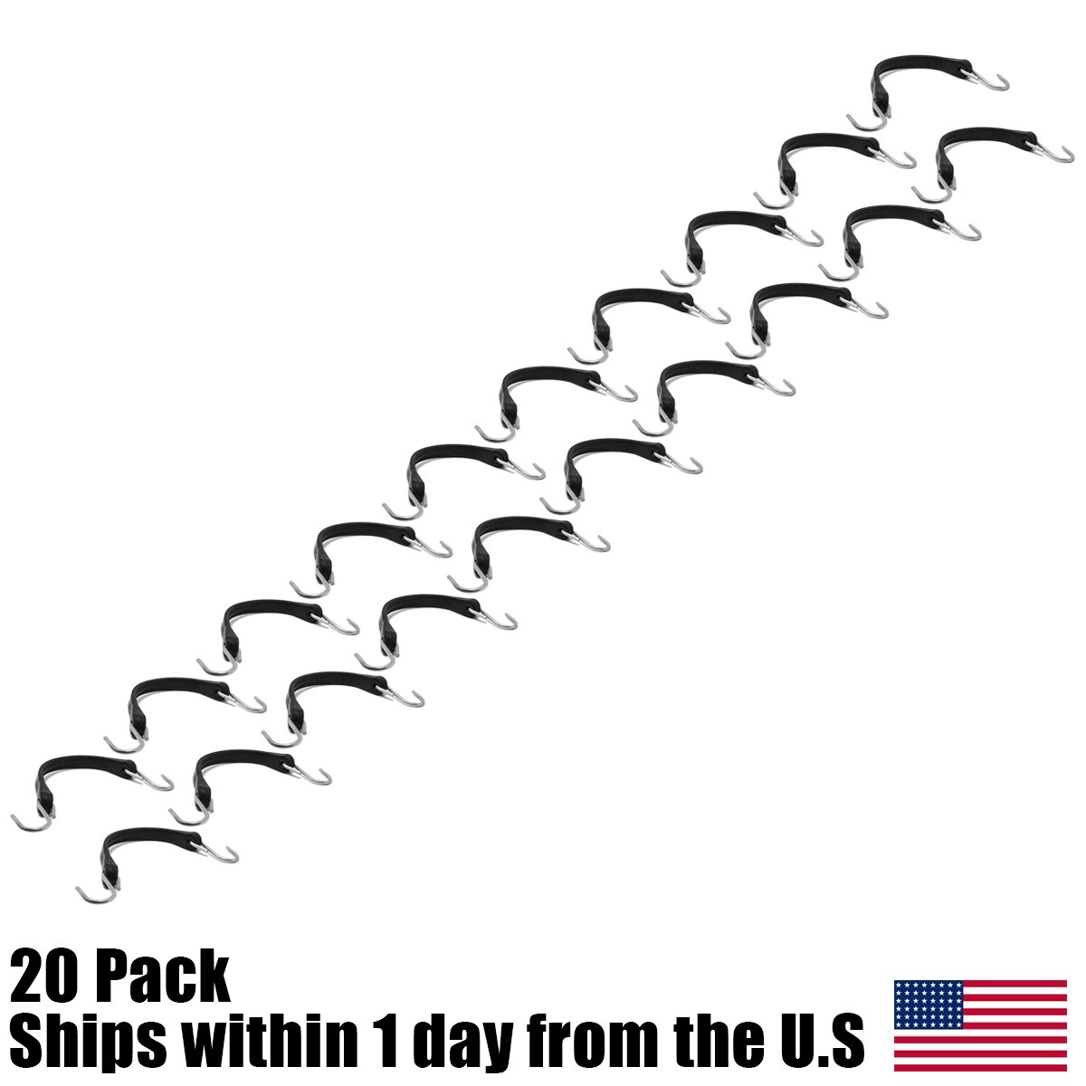 20PK 9" Rubber Tarp Strap Flatbed Truck Trailer Farm Bungees Poly Tarp Tie Down