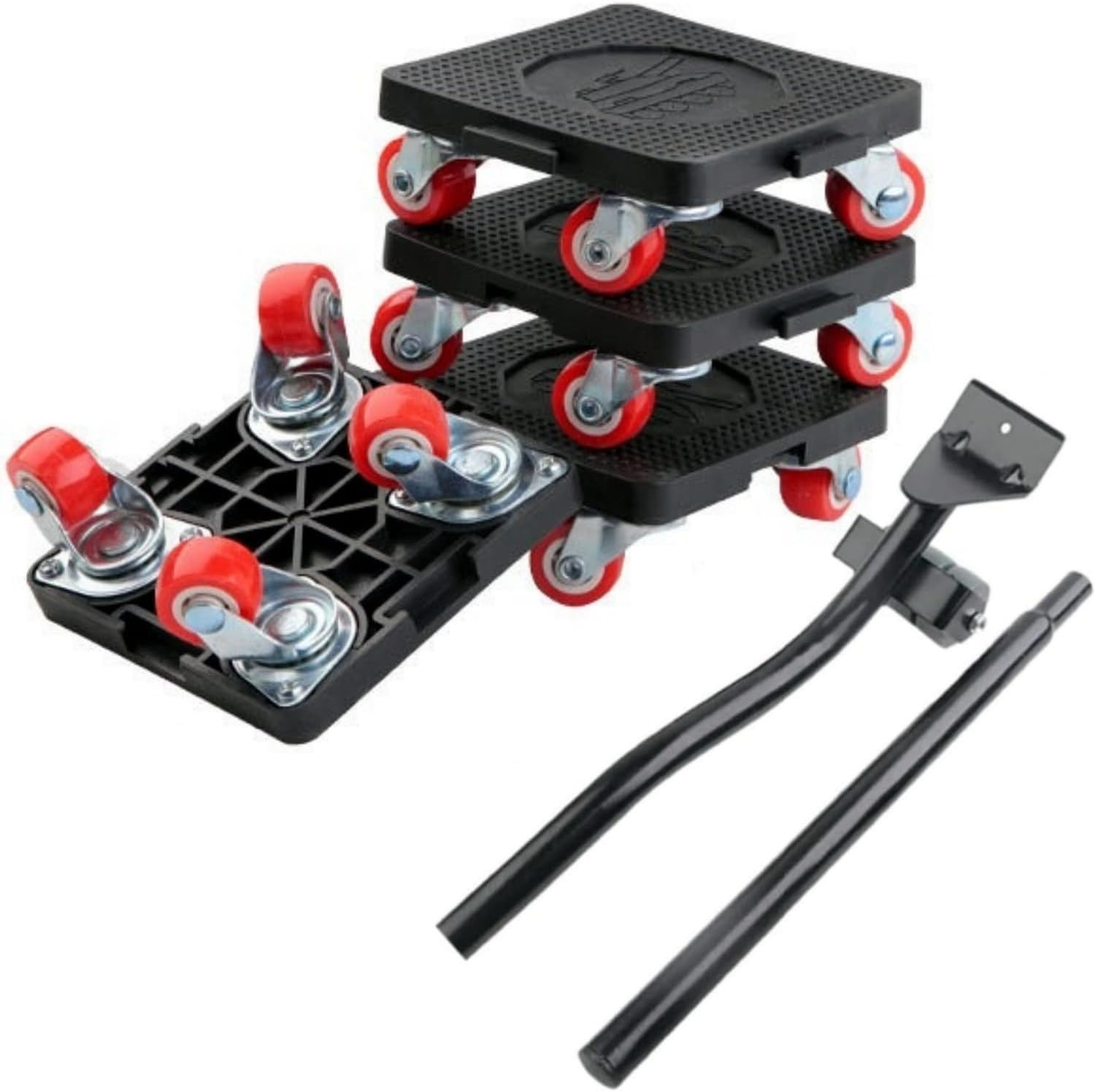 Heavy Duty Furniture Lifter with 4 Sliders and Crowbar,360°Rotation Wheels Furni