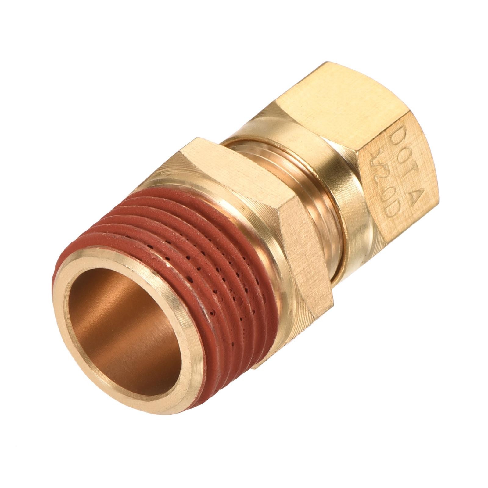 Brass Compression Tube Fitting 1/2NPT x 1/2" Tube OD Straight Coupling Adapter
