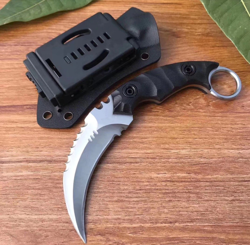 Full Tang Karambit Tactical D2 Steel Blade Knife Fixed Blade Hunting Knife 58HRC