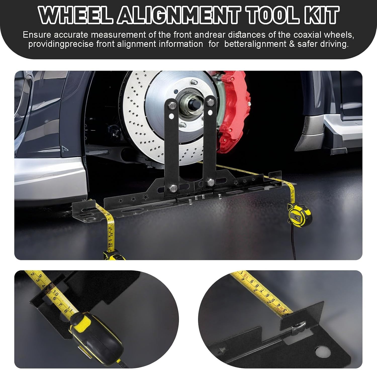 Precision Wheel Alignment Tool Kit with Heavy-Duty Toe Plates - Universal Fit