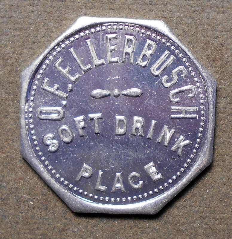 New Minden IL: O.F. Ellerbusch Soft Drink Place   Good For 5c In Trade. Aluminu