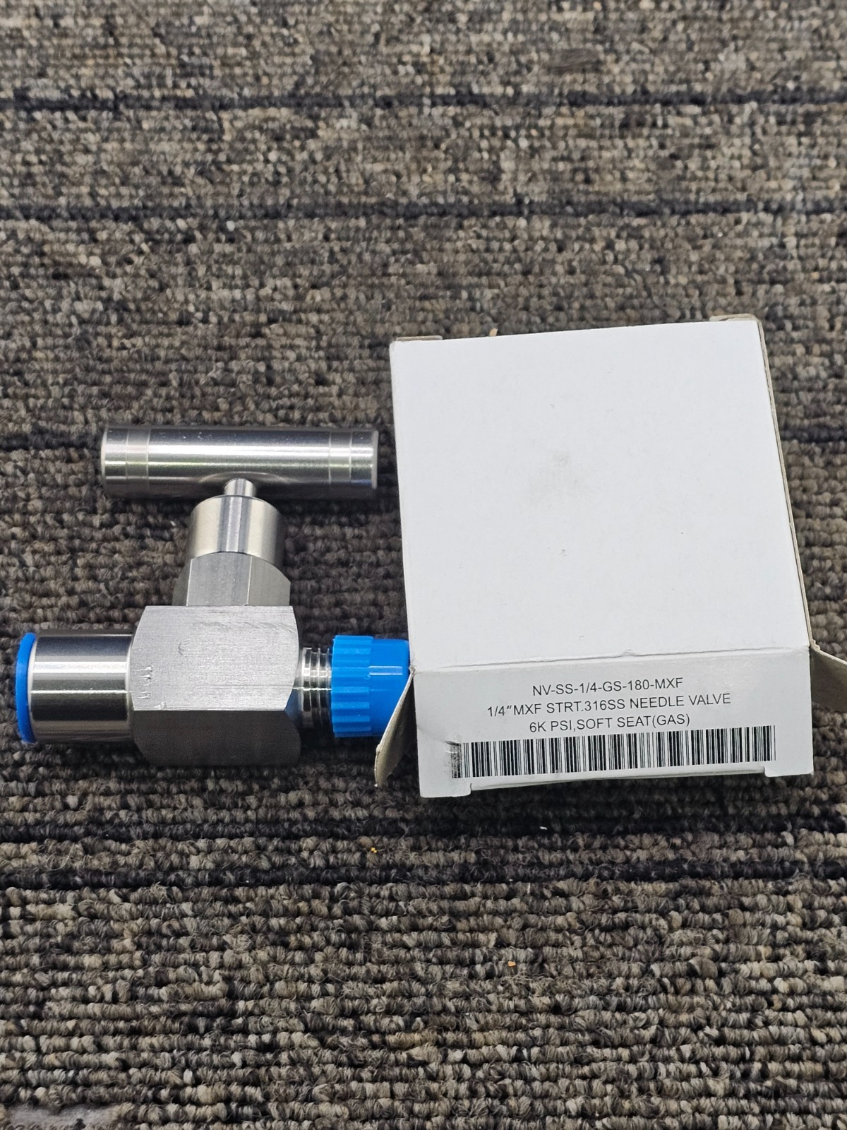 (QTY 2) NV-SS-1/4-GS-180-MXF: Needle Valve 6000 PSI 316 Stainless Steel