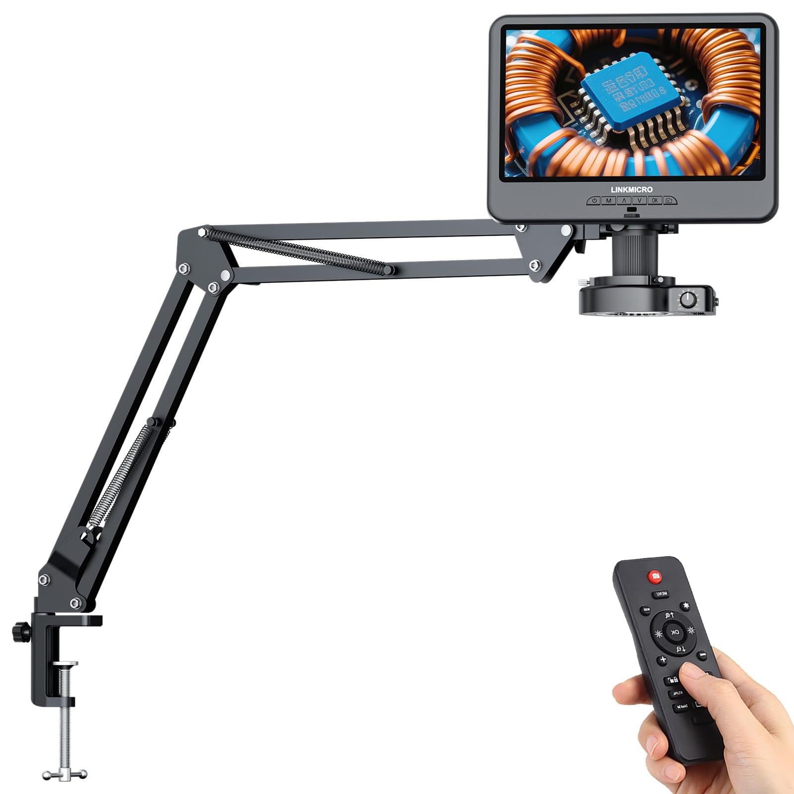 LINKMICRO LM109A 10.1'' Digital Microscope with Flex Arm Stand, 10.1", black