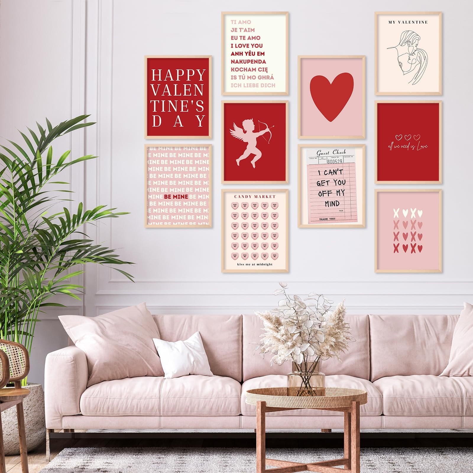 12Pcs Valentine's Day Wall Art Prints Retro Romantic Love Heart Cupid Art Poster