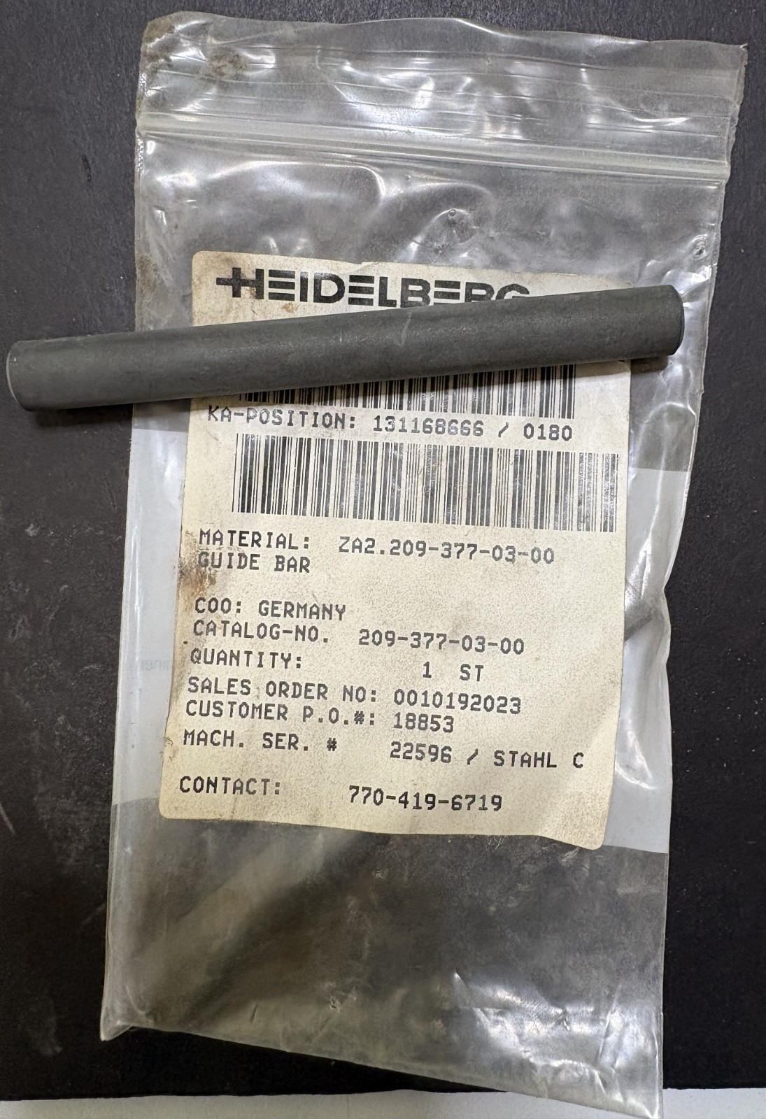 NOS - Heidelberg Guide Bar - ZA2.209-377-03-00 - Lot of 2 - STAHL