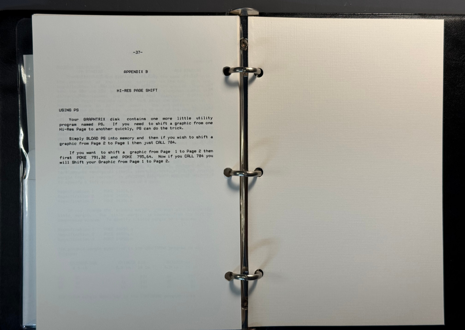 Graphtrix 1.3 Apple II 5.25 Floppy Software Manual Binder Untested