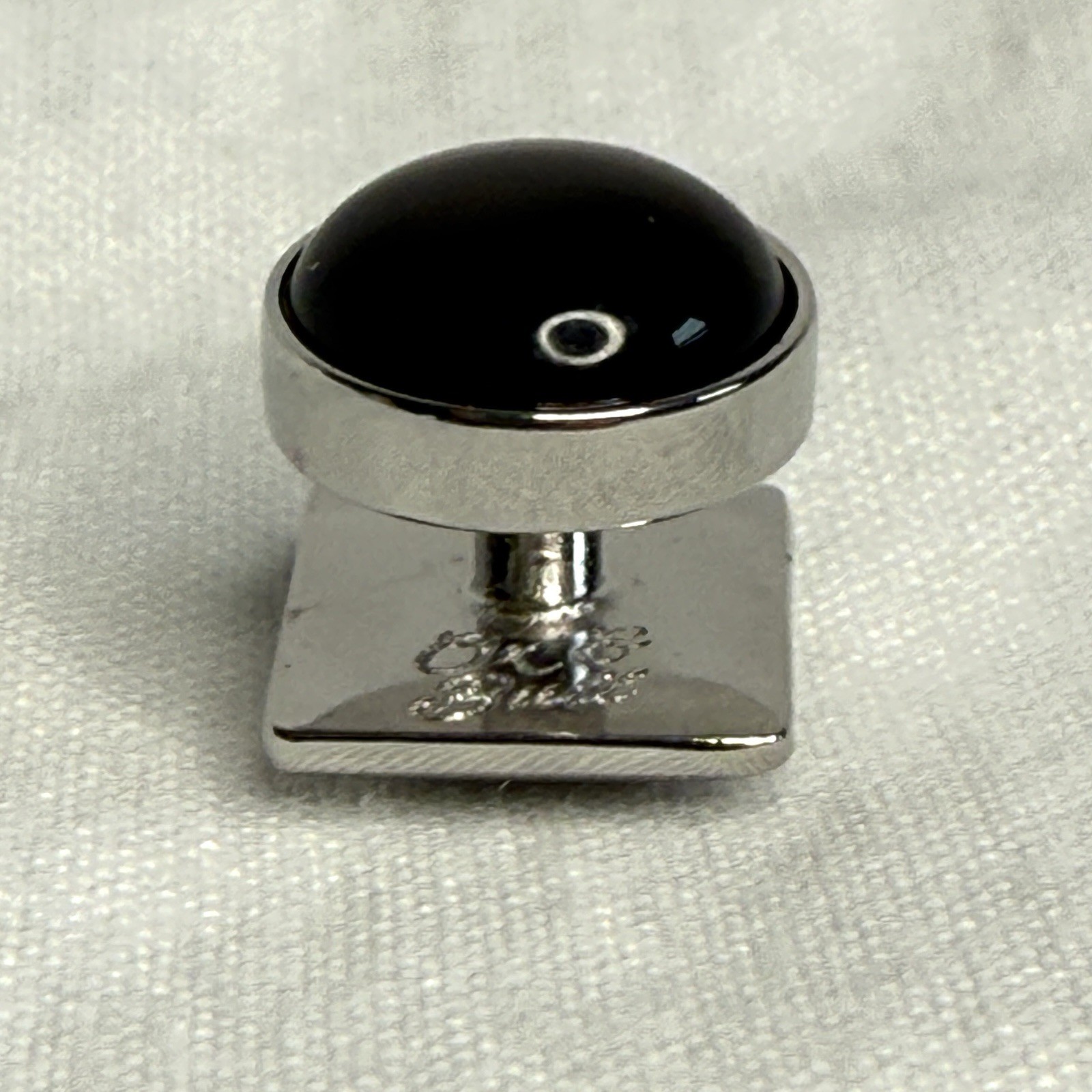 Tuxedo Button Studs Set Silver and Black 5-Studs Set with box