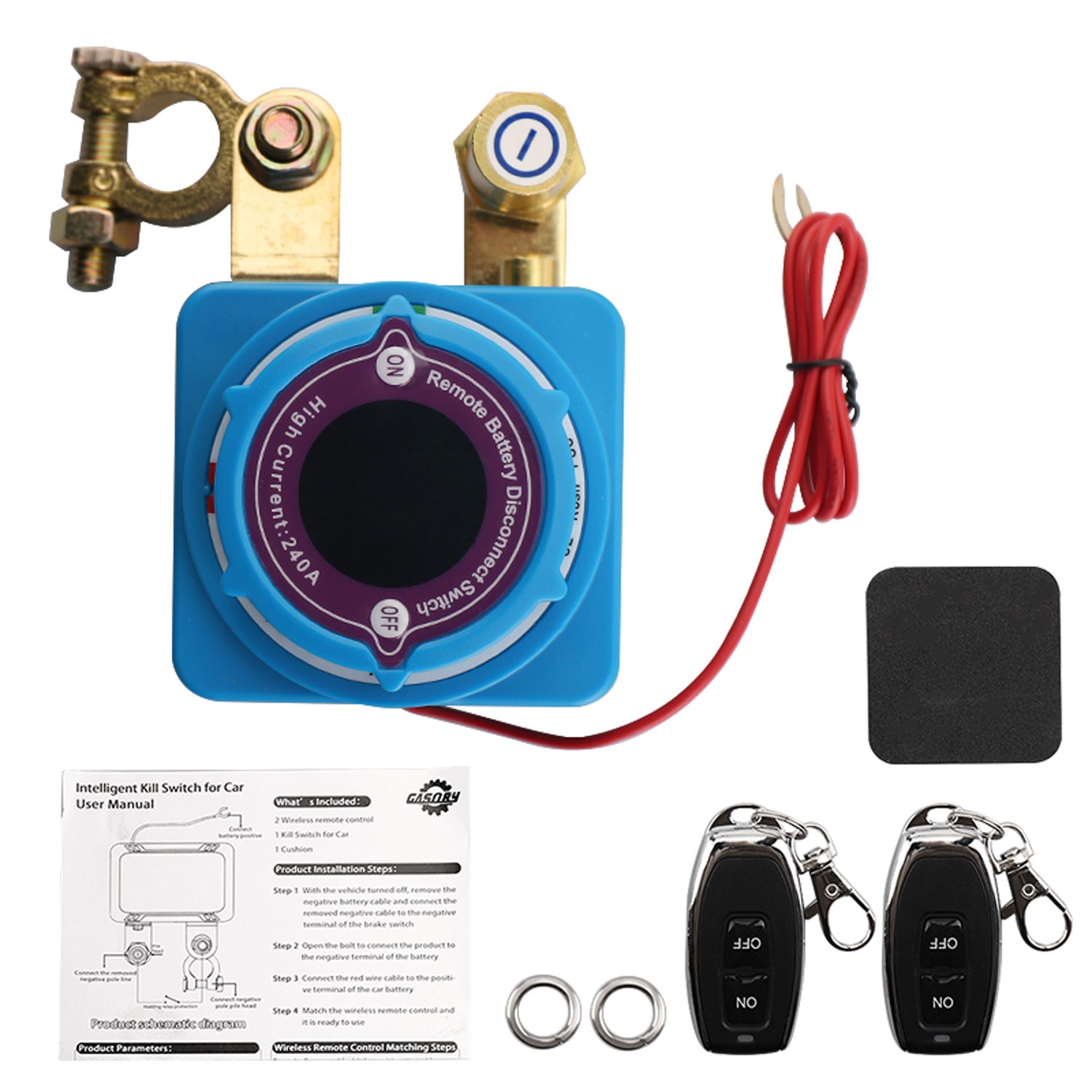 12/24V Remote Battery Disconnect Switch Car Kill Switch With LED Voltage Display