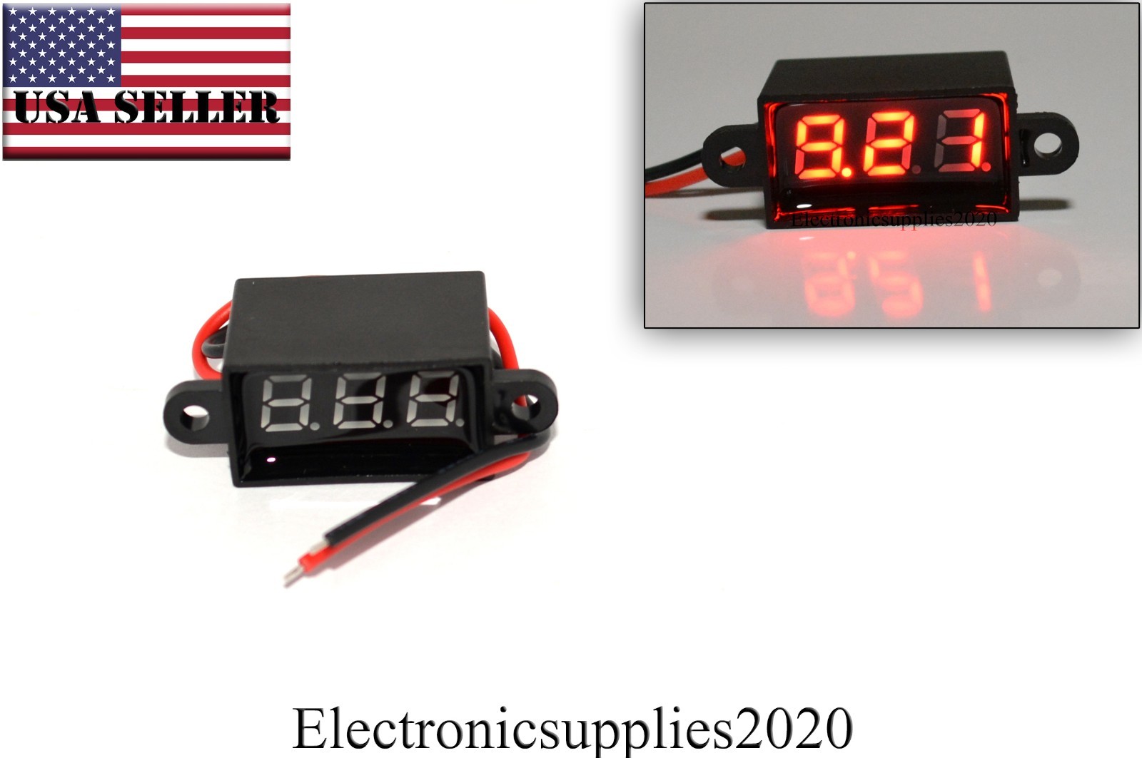 Red Mini DC Waterproof 0.28 DC 3.5-30V Mini Digital LED Voltmeter Volt Meter USA