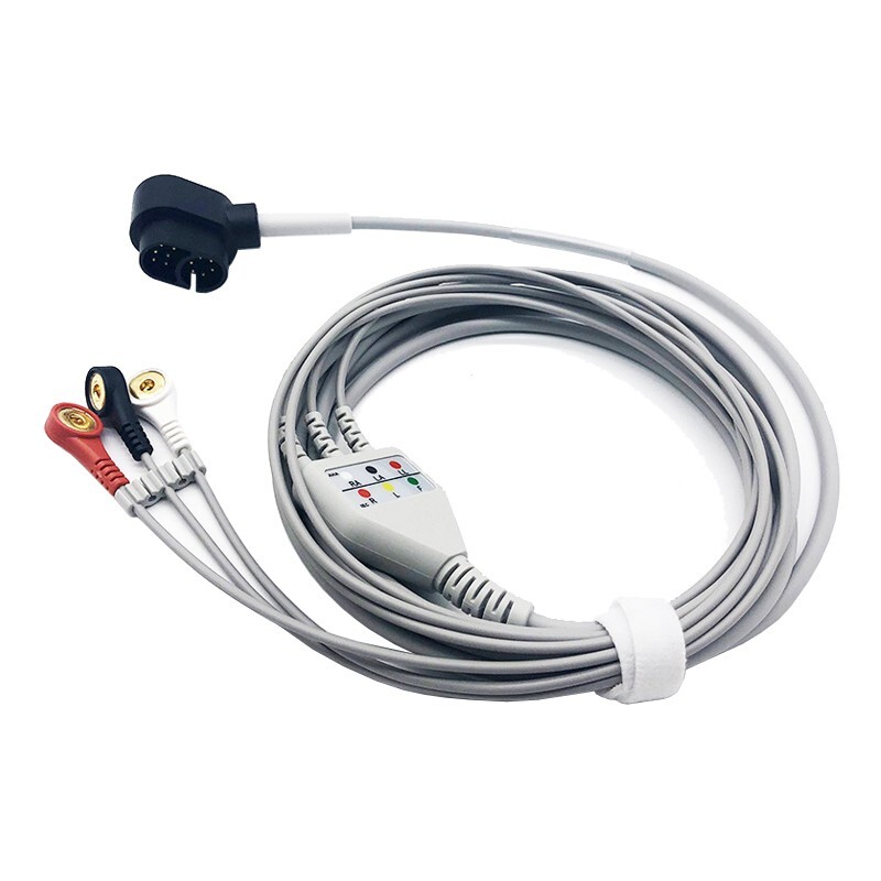 12pin Direct-Connect ECG Patient Cable 3-Leads Snap Compatible Zoll MD /X Series