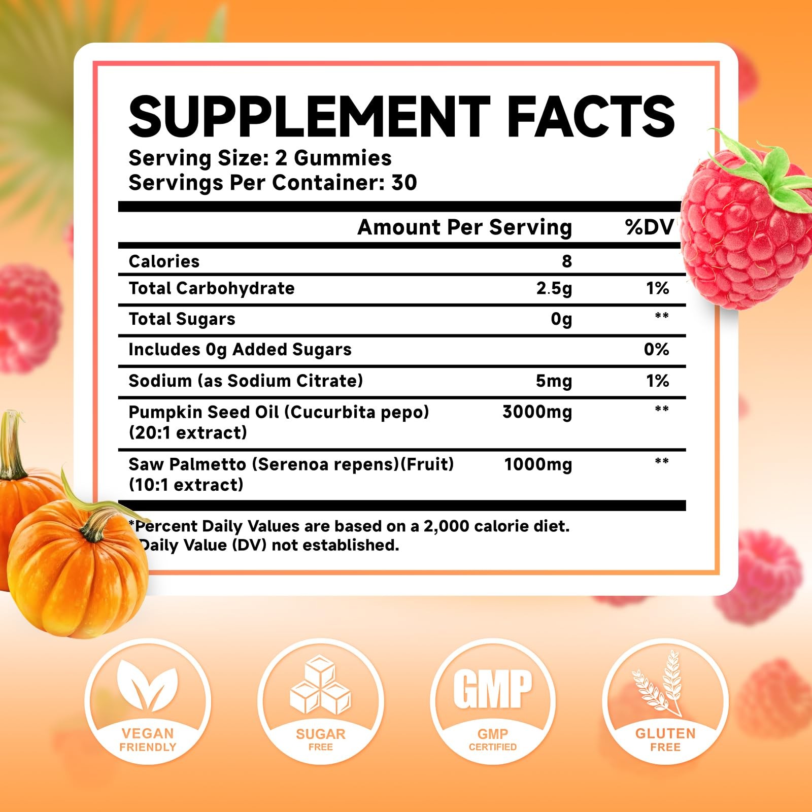 Pumpkin Seed Oil Gummies with Saw Palmetto, 60 Count (Pack of 1)