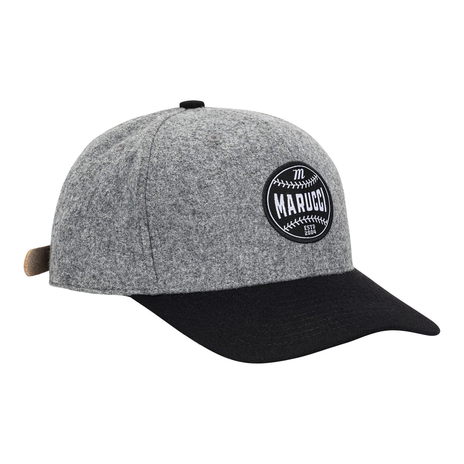 Marucci Clubhouse Flatbill Leather Strap Baseball/Softball Hat - Gray/Black
