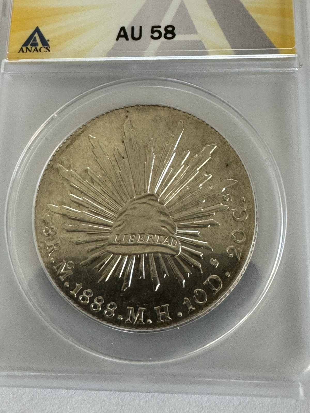 1888 Mo Mexico City 8 Reales M.H. 10 D 20 G Mexico .903 Silver Coin/AU 58