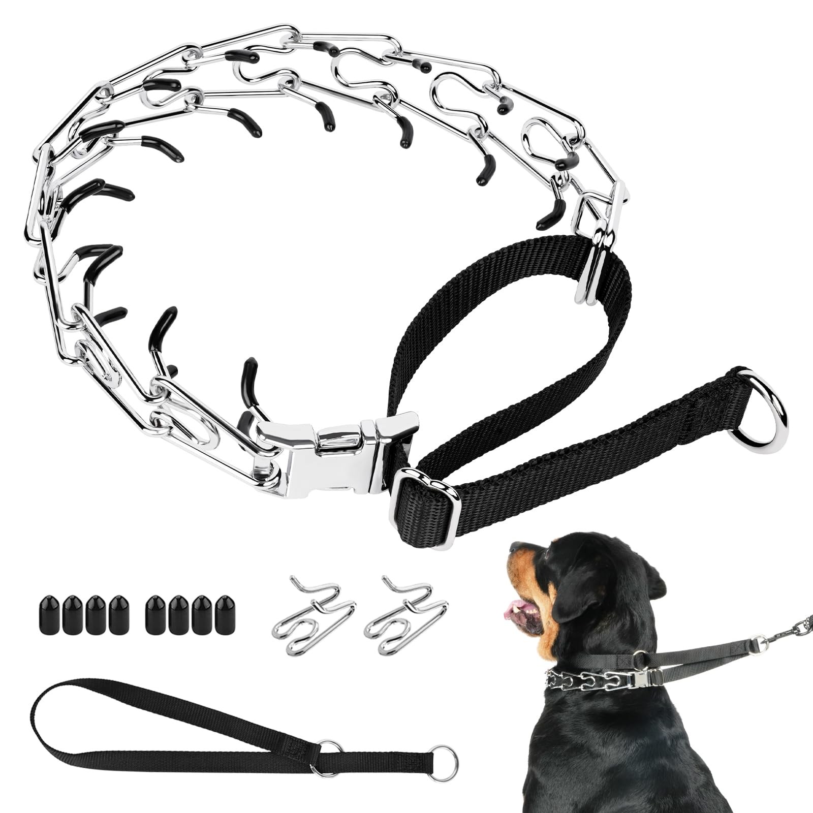 Mayerzon Martingale Prong Collar for X-Large, 4mm, 21.75-26.75"Neck, Silver