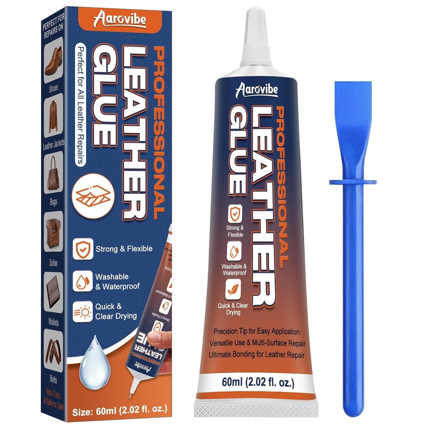 Leather Glue, 60ml Strong & Flexible Leather Adhesive – Waterproof, Quick-Dry &