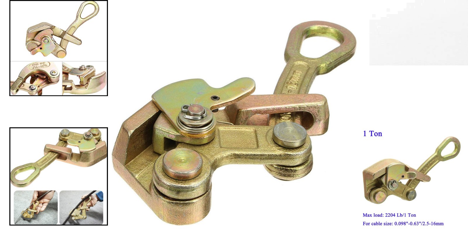 Cable Grip Wire Gripper Tool - 1 Ton (2204 lbs) Steel Puller