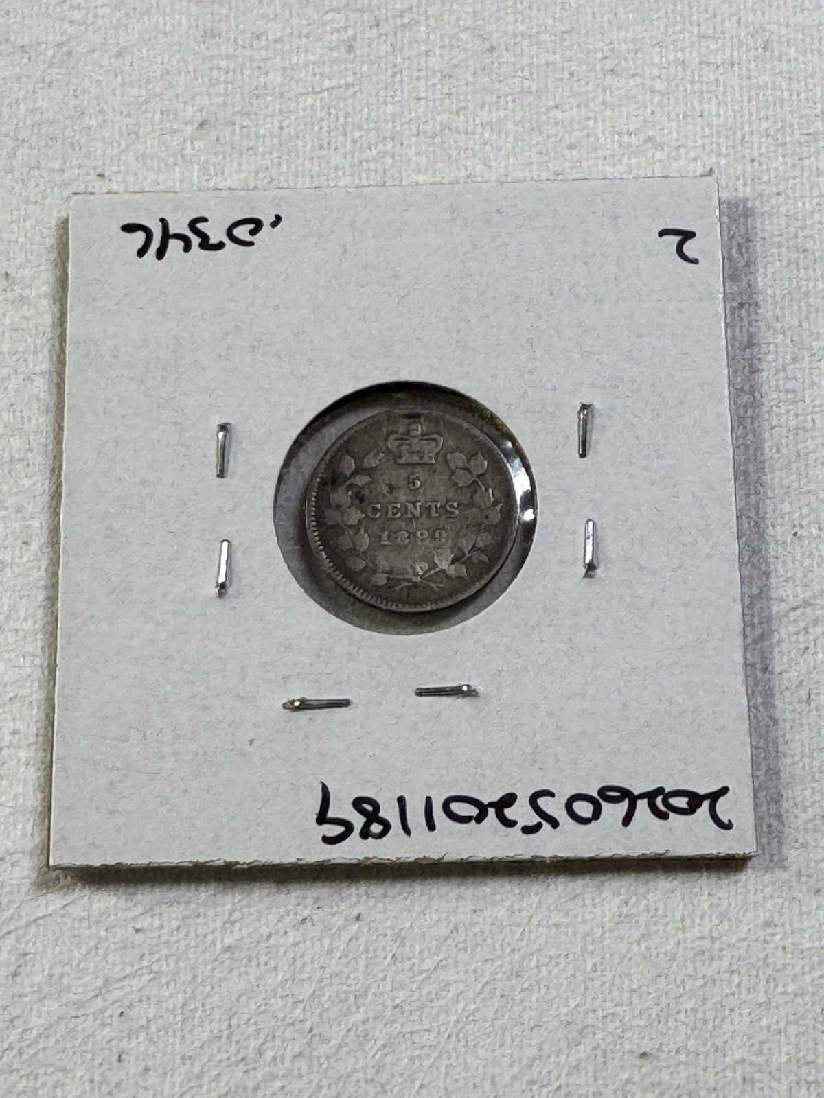 1889 Canada 5 Cents Small Silver Coin Cleaned