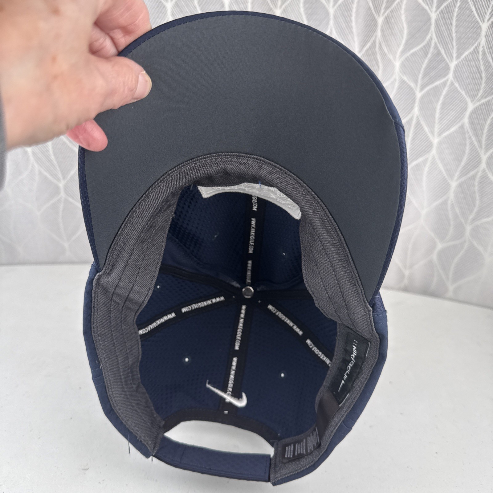 Nike Golf Hat THOR Industries Patch Navy Blue Hook Loop Nike Swoosh Front & Back