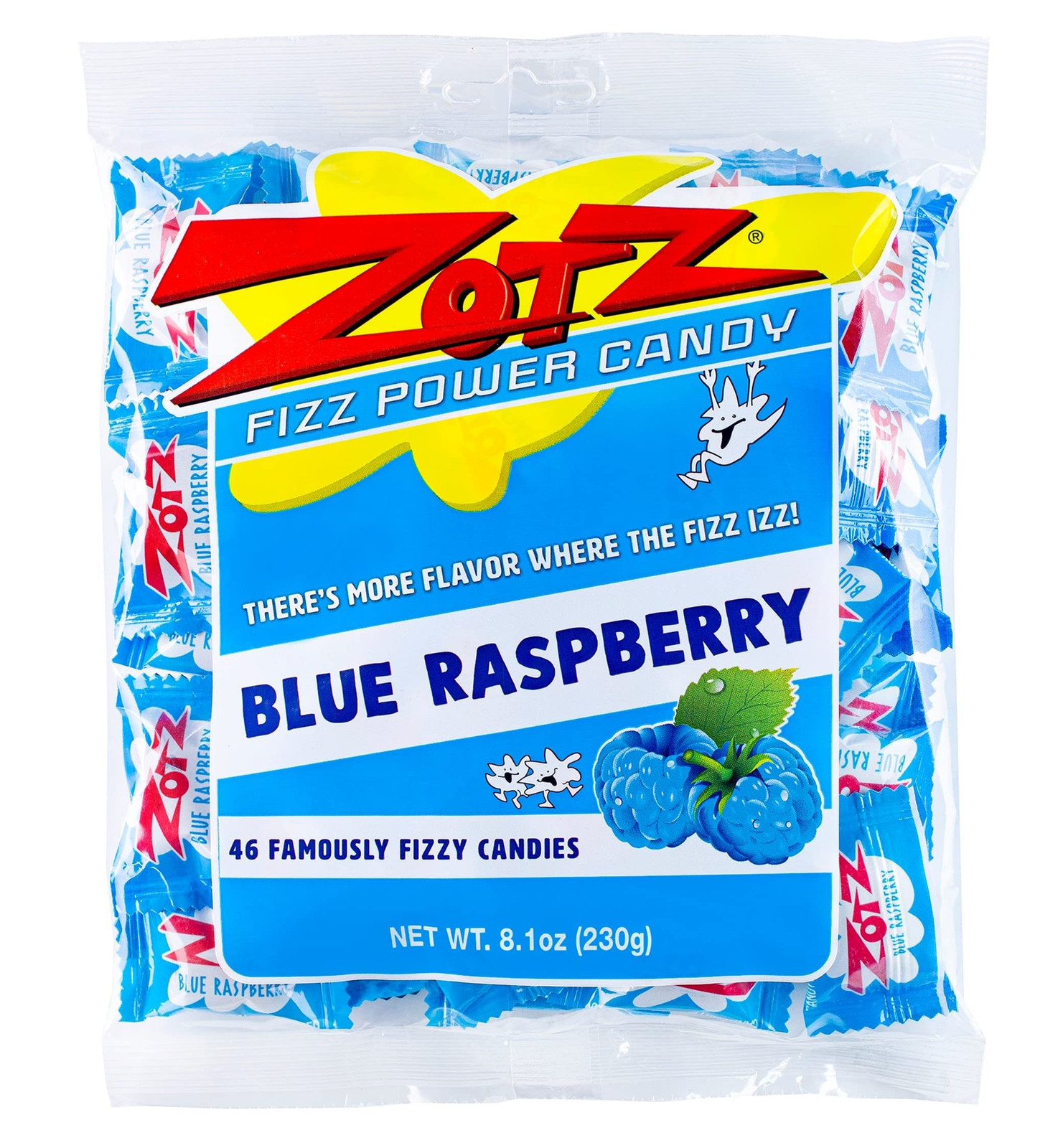 Zotz Fizzy Candy Blue Raspberry 46 Count Individually Wrapped Classic Treat