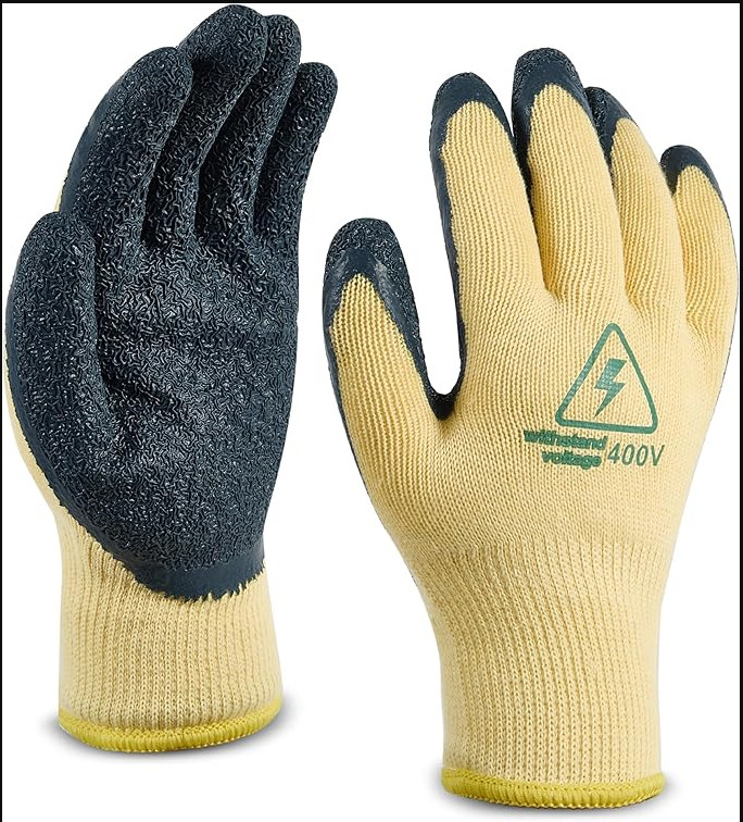 400V High Voltage Resistant Gloves Insulated Electrician Gloves, Flame Retard...