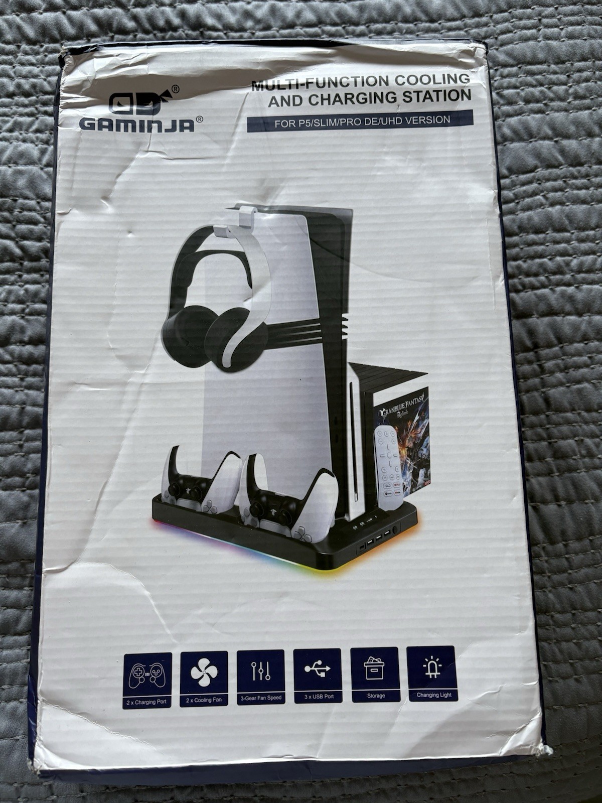 GAMINJA P58 PS5/PS5 Slim/PS5 Pro Cooling Charging Stand RGB Storage