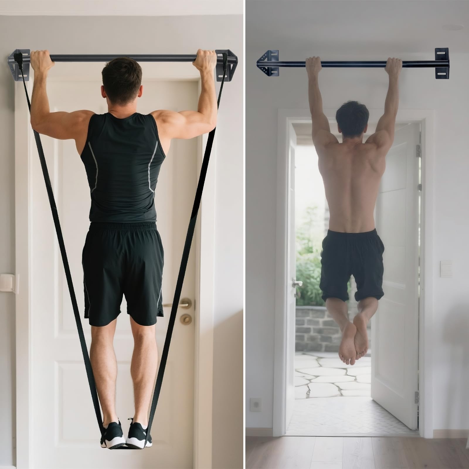 Wall Mounted Pull Up Bar Doorway, Heavy Duty Strength Training Pull-Up & Chin...