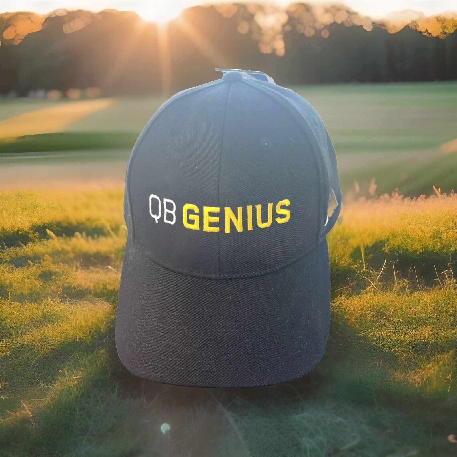 Adidas QB Genius in White and Gold on Black Hat Cap Hook Loop NWT