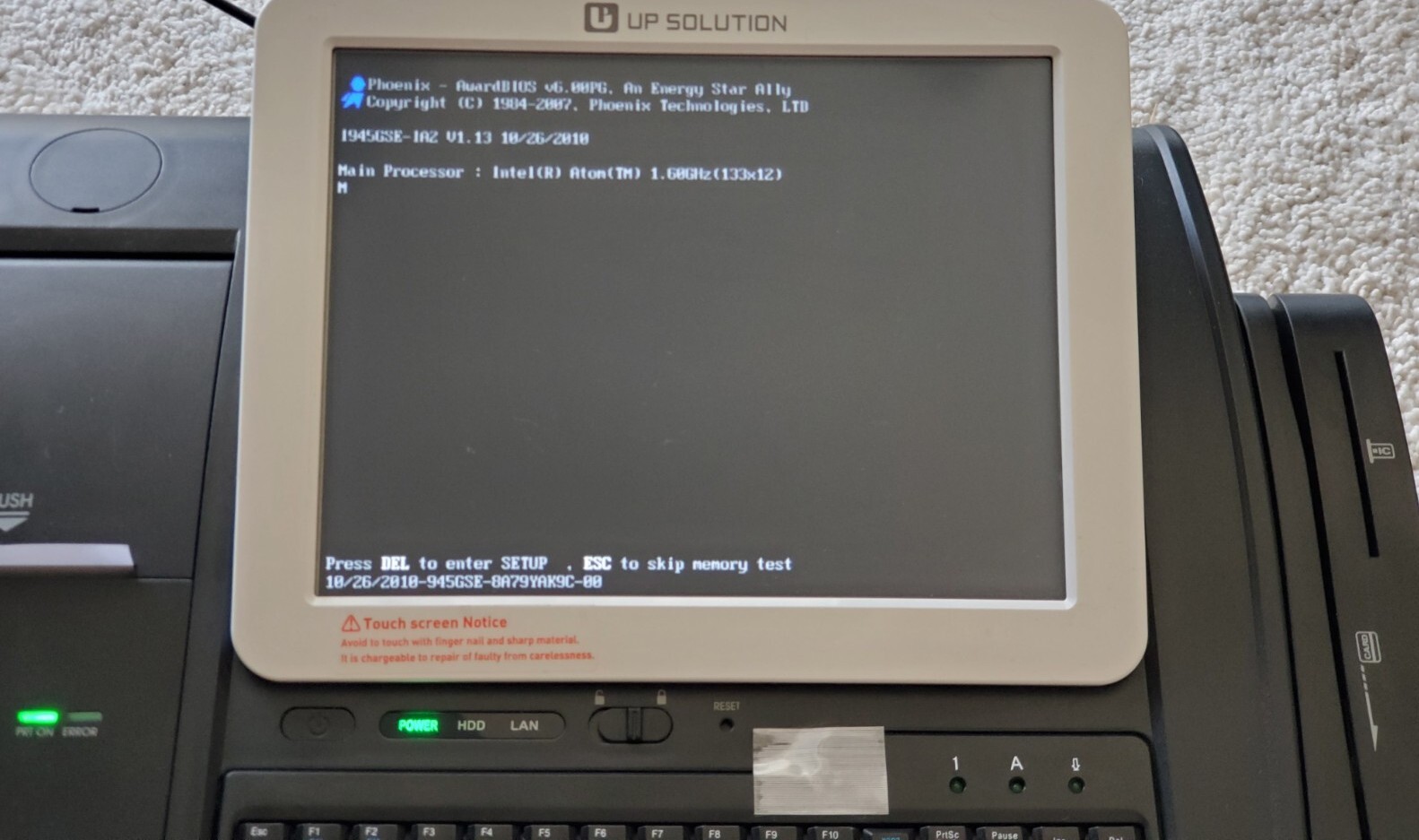 UP SOLUTION UP-3000 POS SYSTEM TOUCHSCREEN.UNIT ONLY.FOR PARTS.